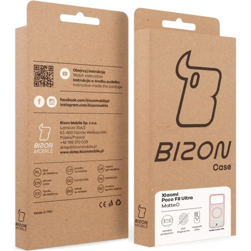 Etui z pierścieniem magnetycznym Bizon Case MatteO do Xiaomi POCO F8 Ultra przydymione-jasnoróżowe